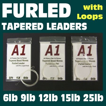 A1 furled leaders - 3 pack 6, 9, 12, 15, 25lb options